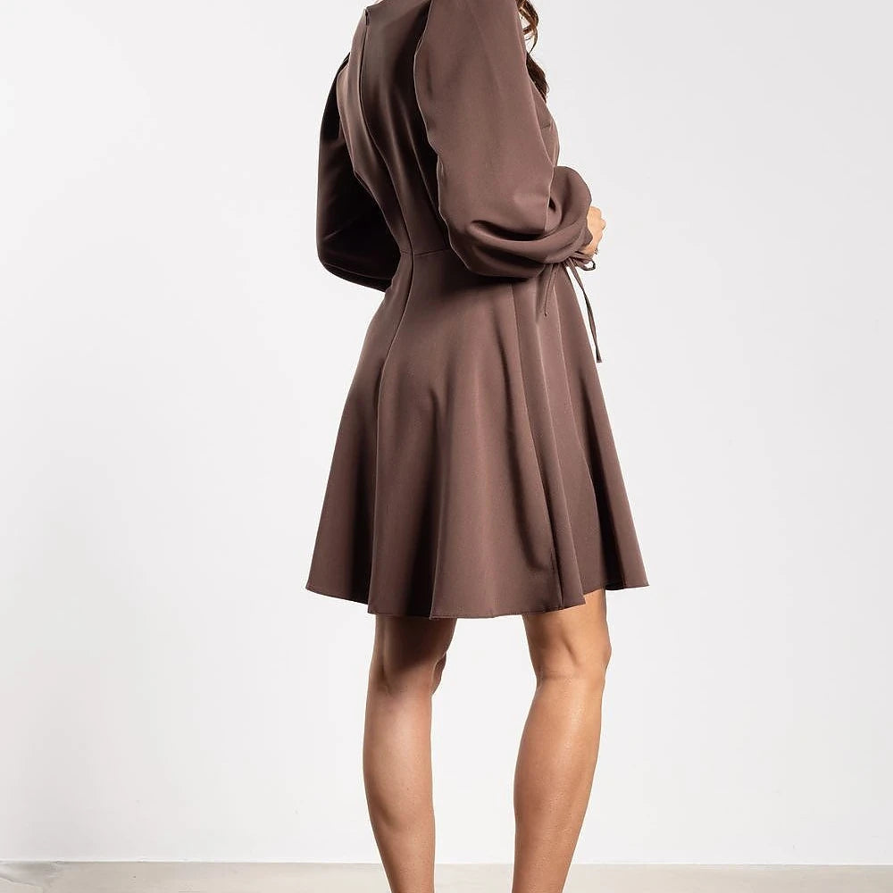 Flared Mini Dress with Puffy Sleeves