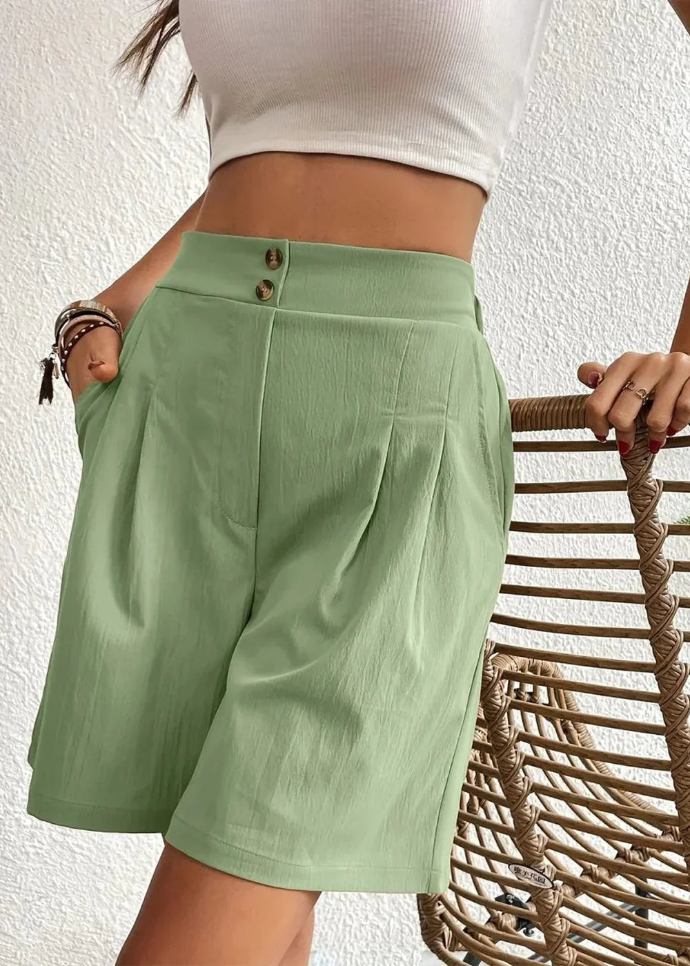 Pocketed Drawstring Waist Shorts