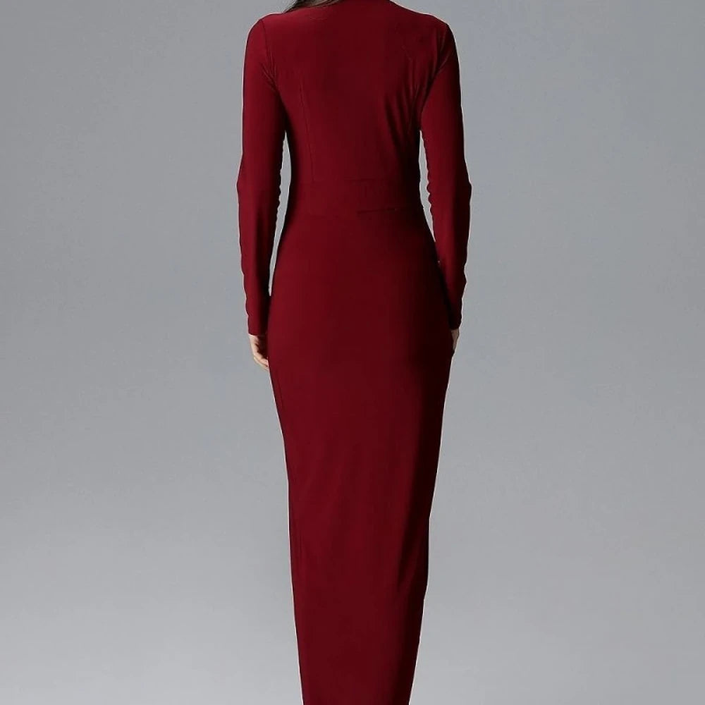 Elegant Long Sleeve Heart Neckline Dress