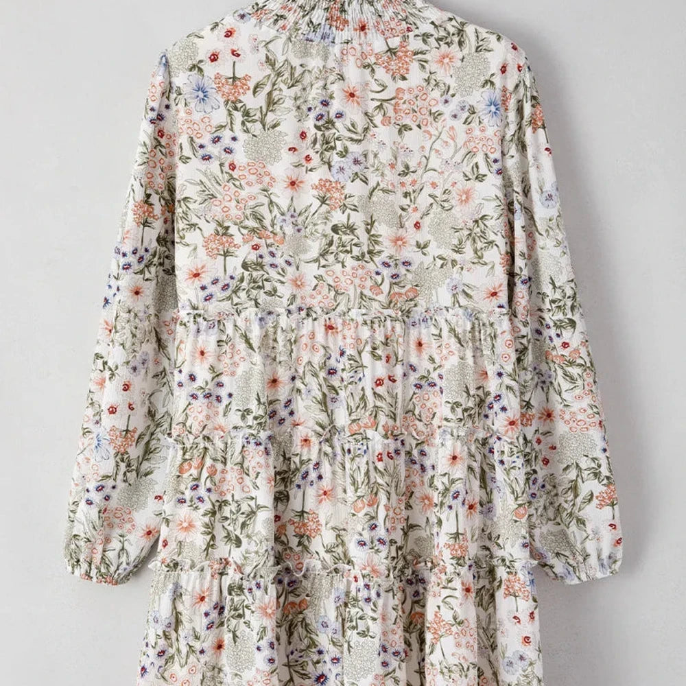 Printed Mock Neck Mini Dress