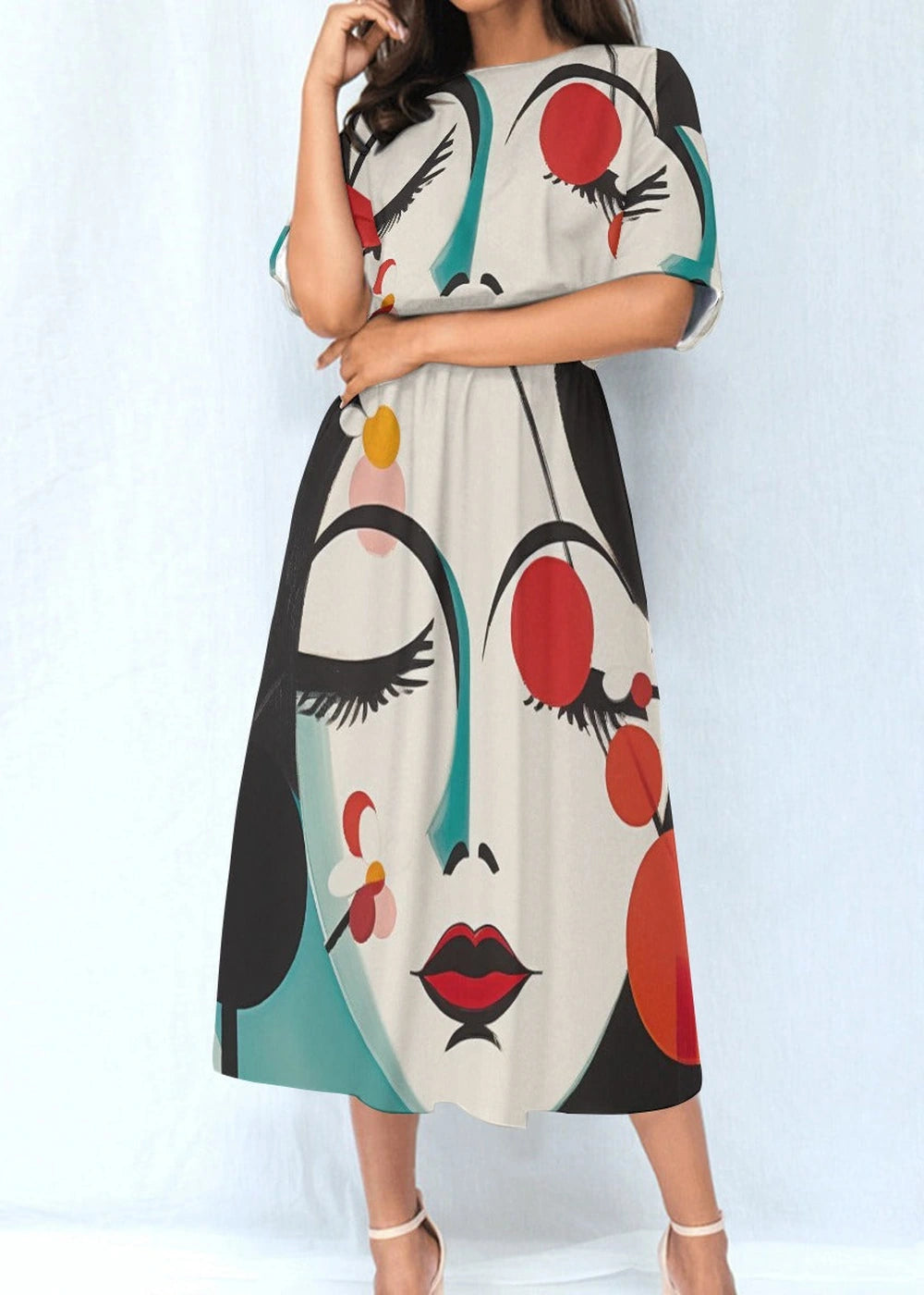 Polyester elastic waist dress