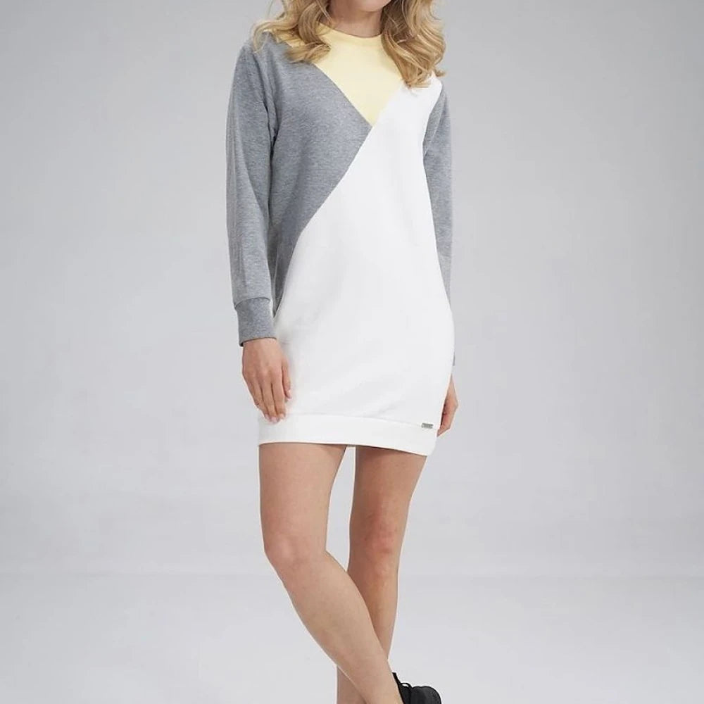 Tri-Color Cotton A-Line Midi Dress