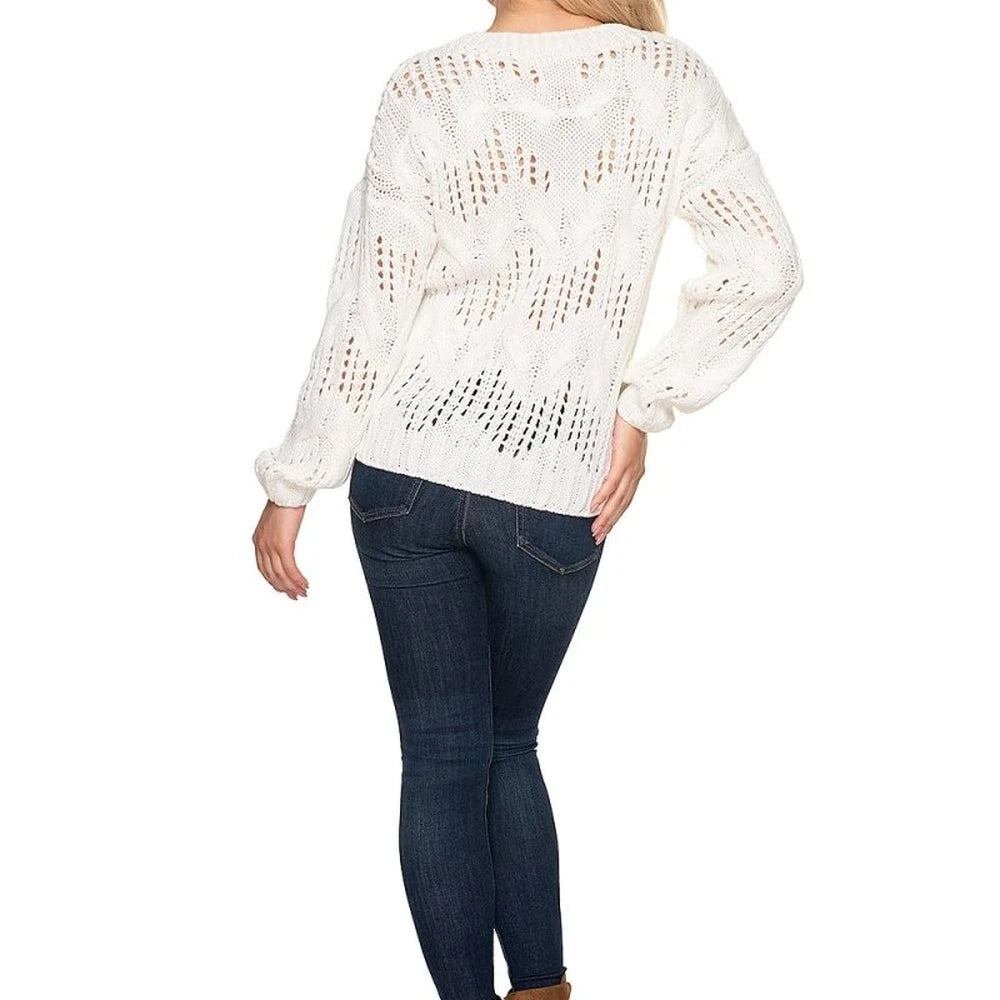 Oversize Knit Sweater with Heart Neckline