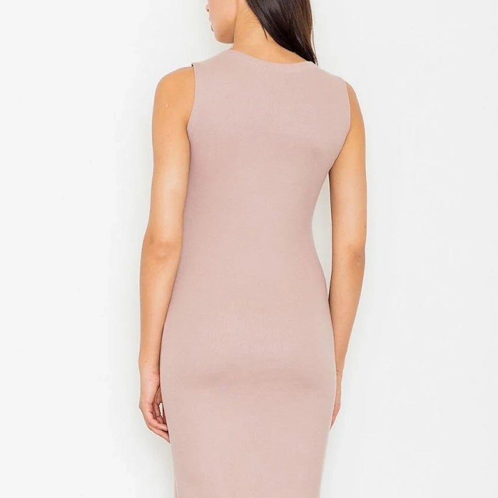 Cotton Knit Dress with Tie Neckline
