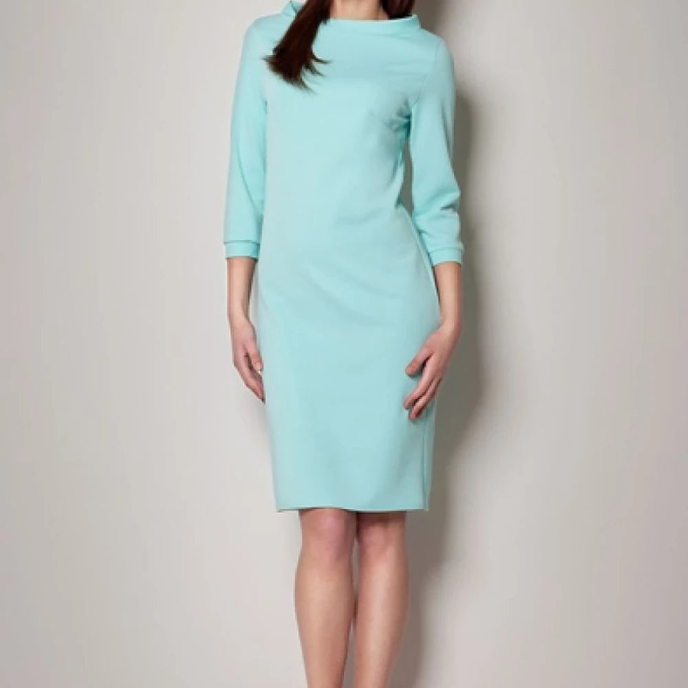 Boat Neck Stand Collar Day Dress