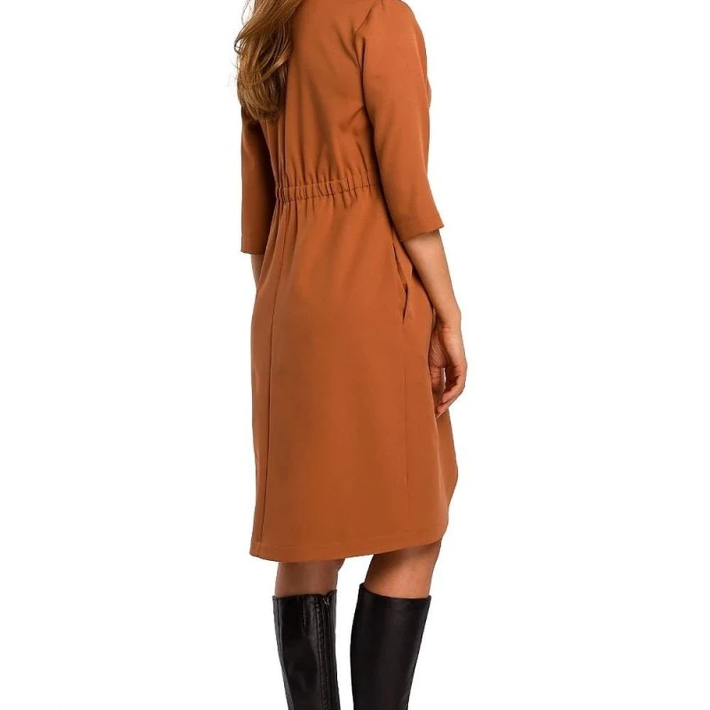 Elegant Navy Midi Shirt Dress
