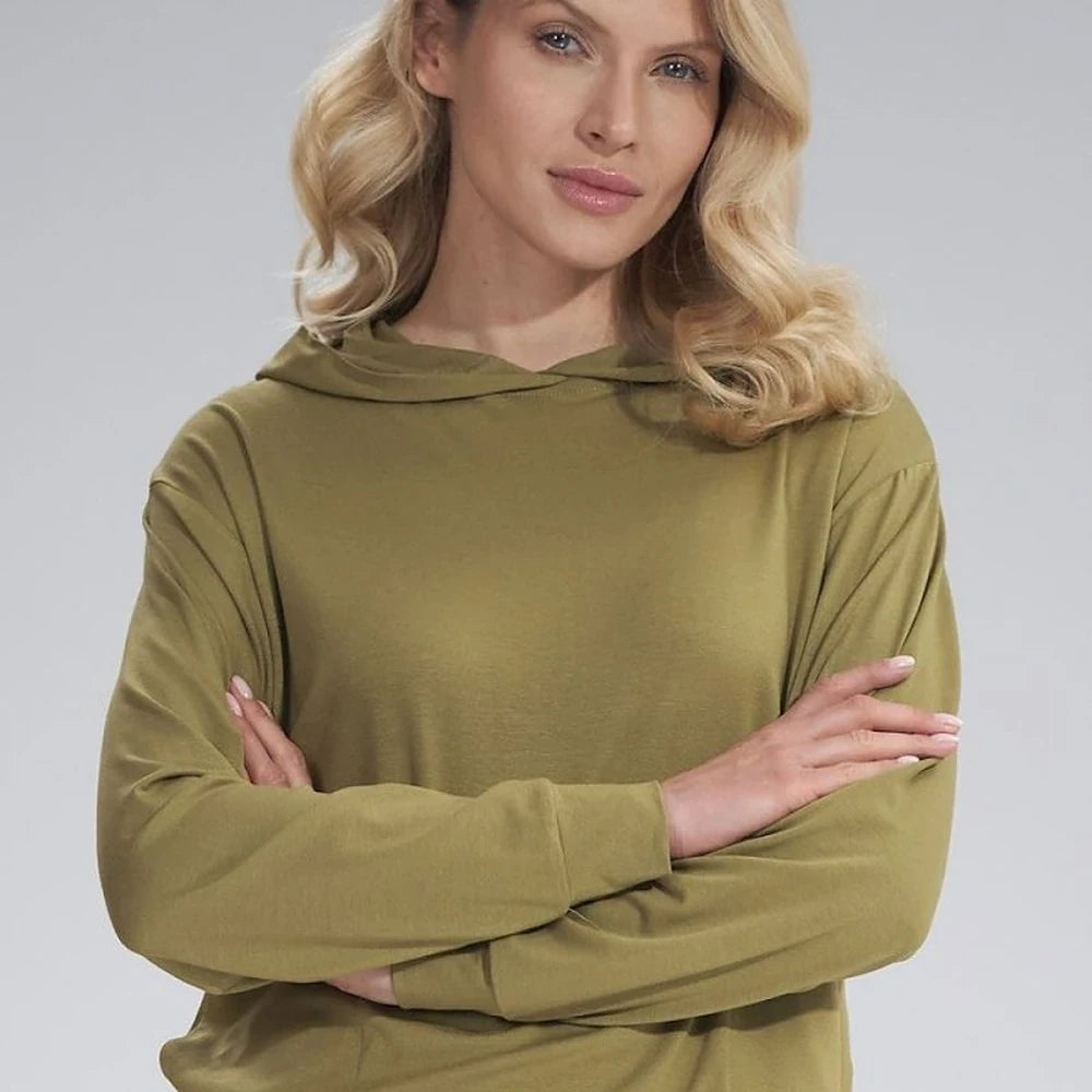 Viscose Hooded Sweatshirt with Long Sleeves
