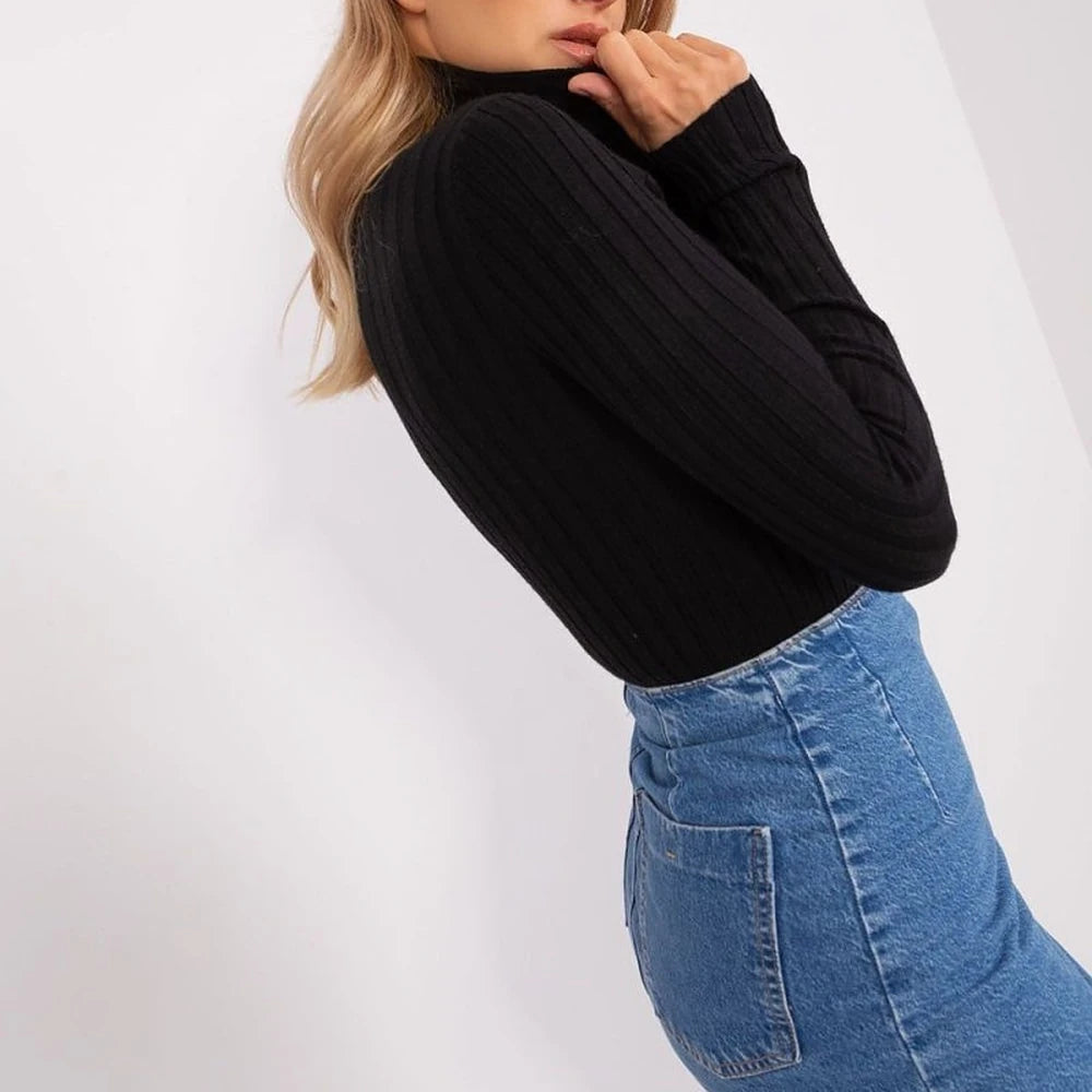 Ribbed Turtleneck Sweater with Soft Viscose