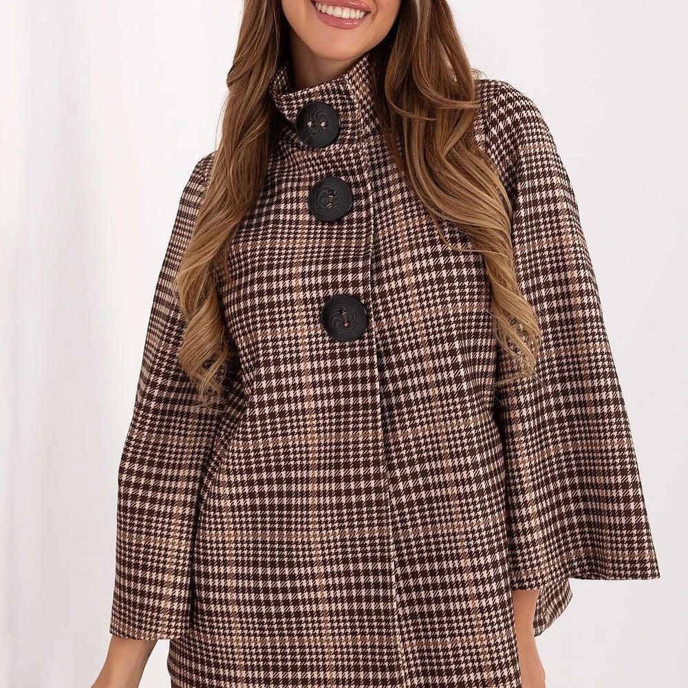 Checkered Coat with Button Front