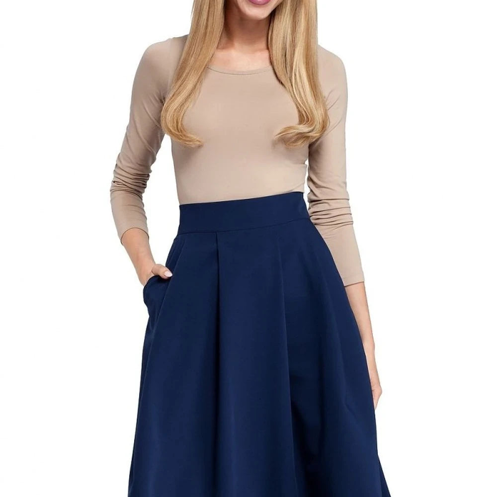 Knee-Length Flared Skirt with Pockets