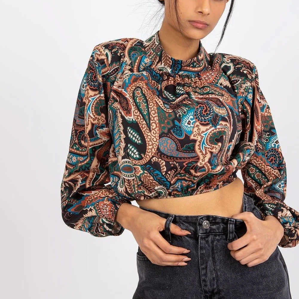 Short Stand-Up Collar Blouse
