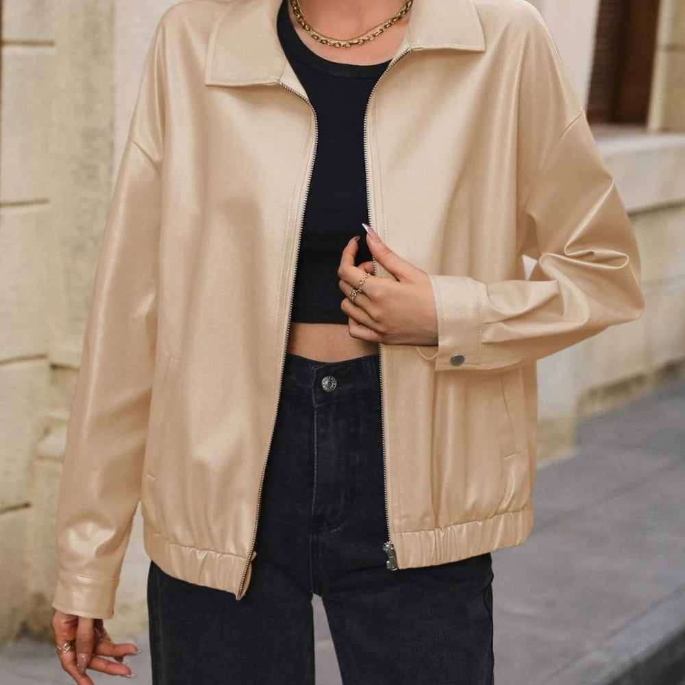 Collared Zip Up Jacket with Pockets