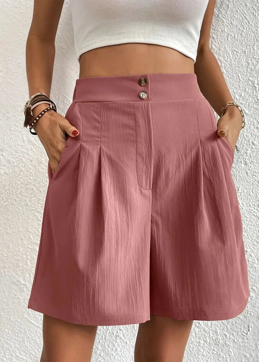 Pocketed Drawstring Waist Shorts