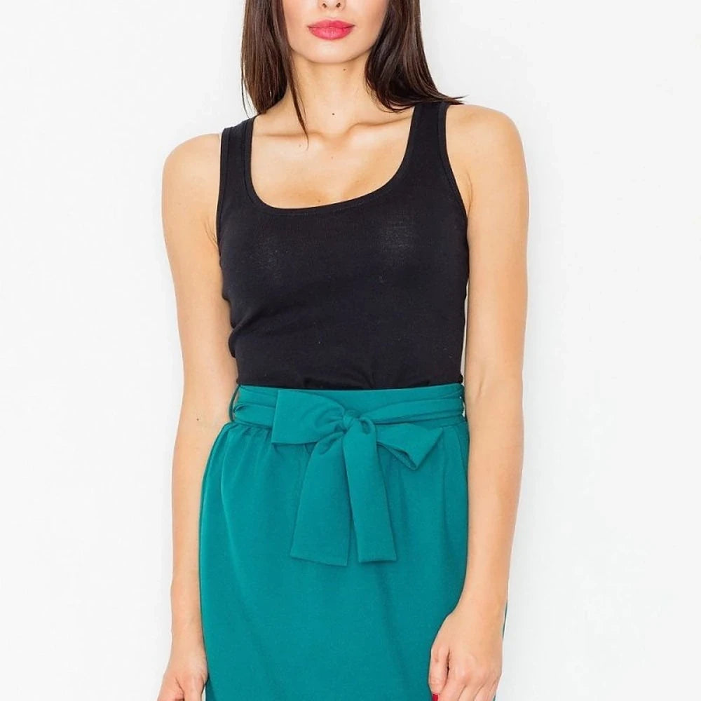 Pencil Skirt with Waist Tie - Green