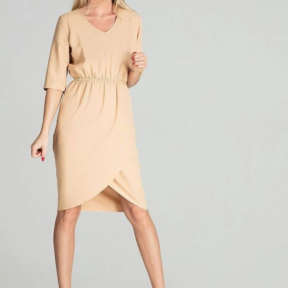 Checkered Midi Dress with 3/4 Sleeves
