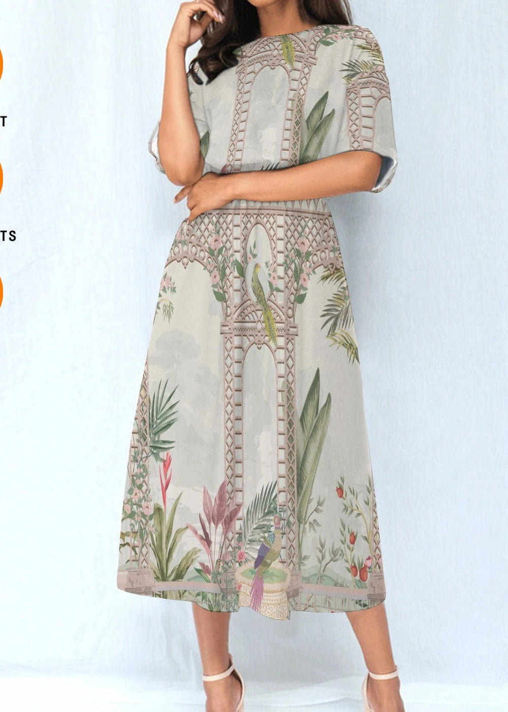 Polyester blend elastic waist dress