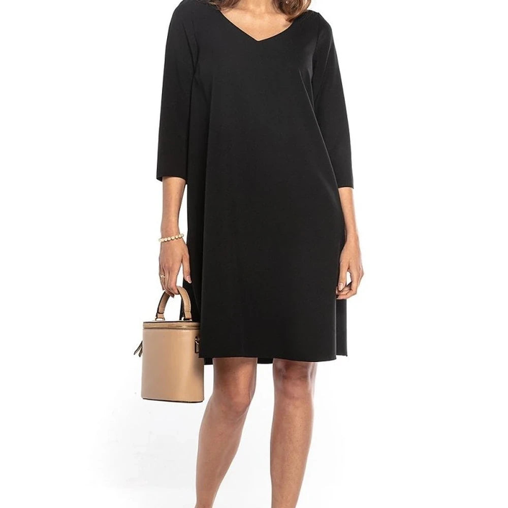 Trapeze Dress 3/4 Sleeve Pointed Neckline