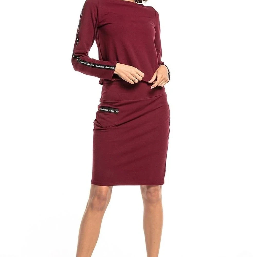 Red Straight Skirt with High Waist