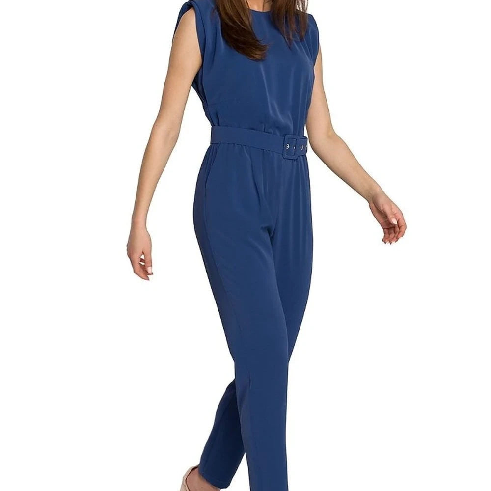 Loose Fit Jumpsuit with Belt and Buckle