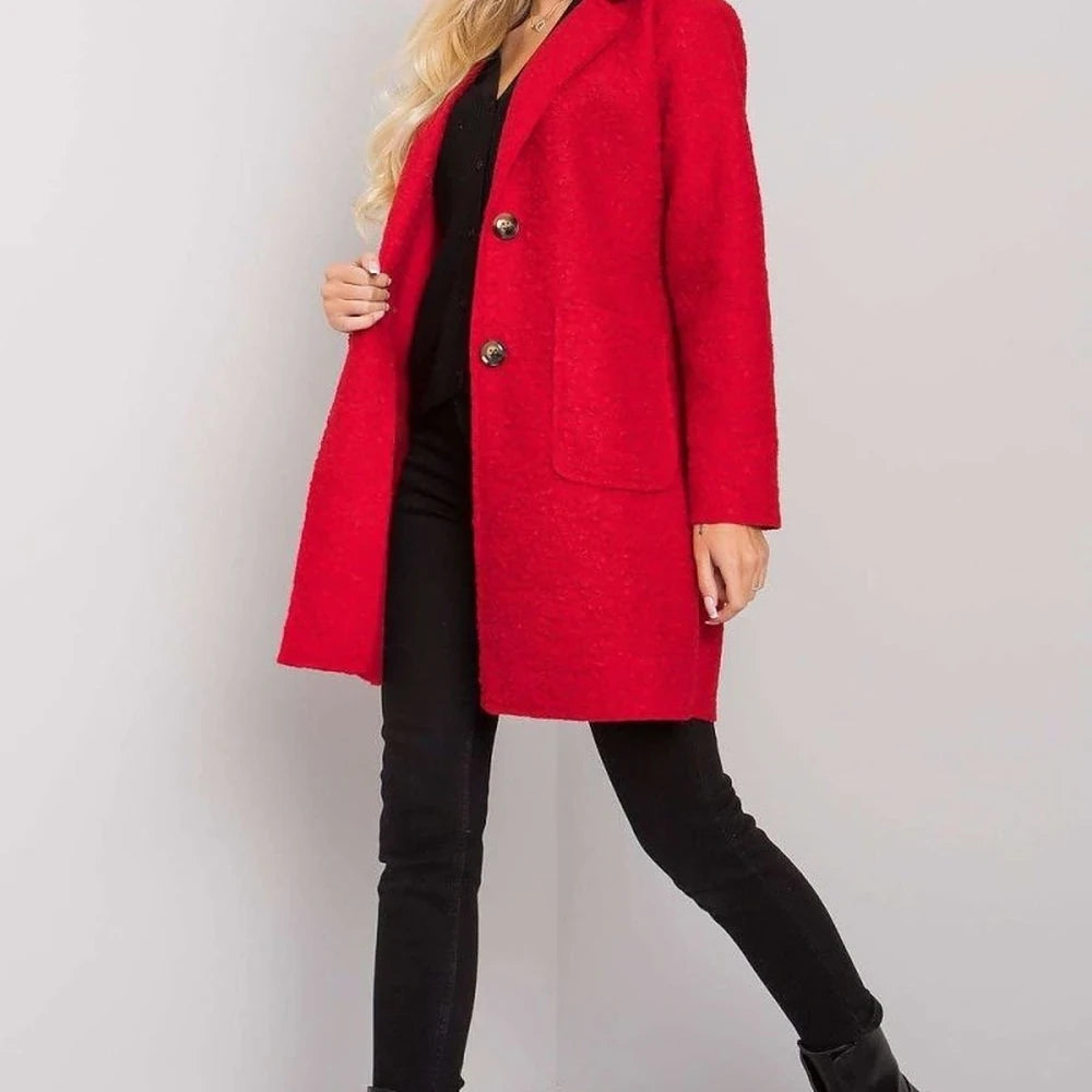 Women's Red Bouclé Coat