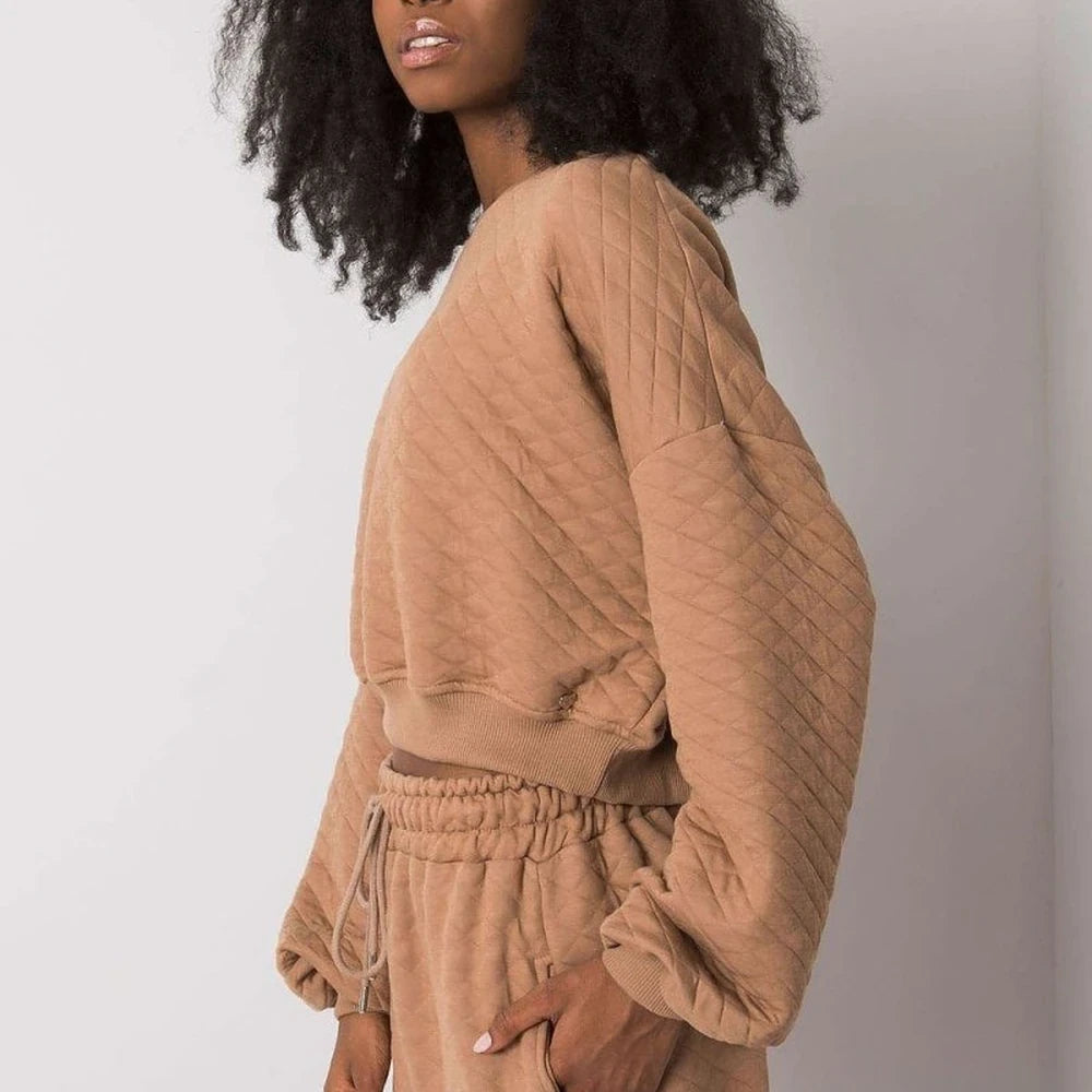 Quilted Sweatshirt with Ribbed Hem