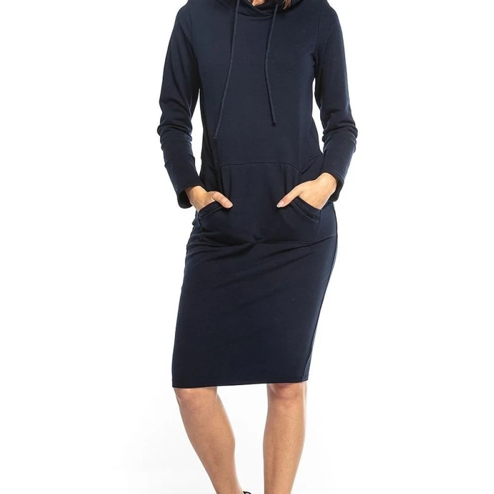 Cotton Blend Hooded Sweatshirt Dress
