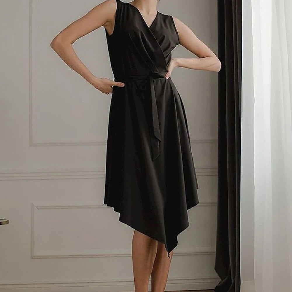 Patterned Midi Dress with Tie Belt
