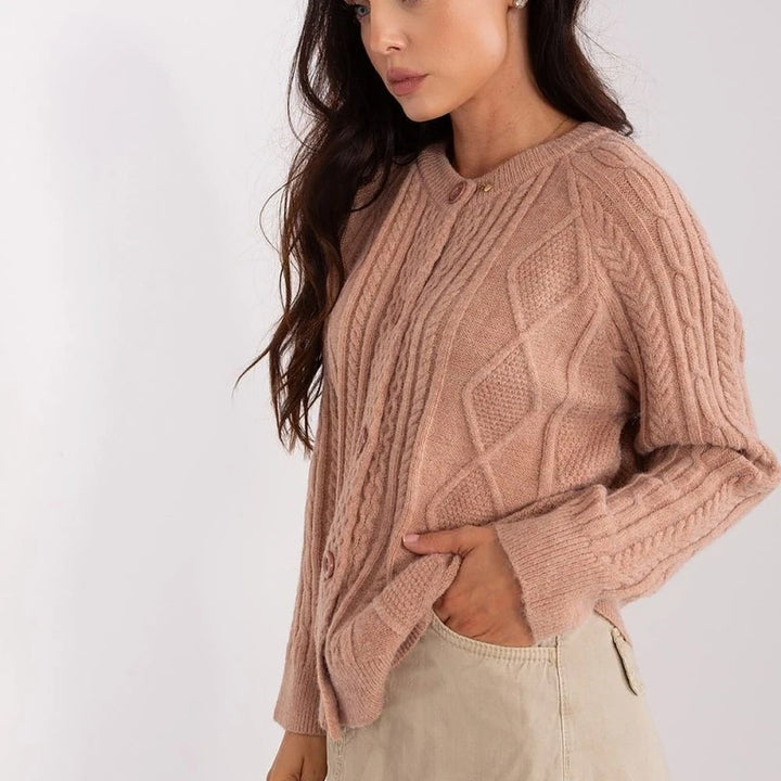 Variegated Texture Round Neck Cardigan