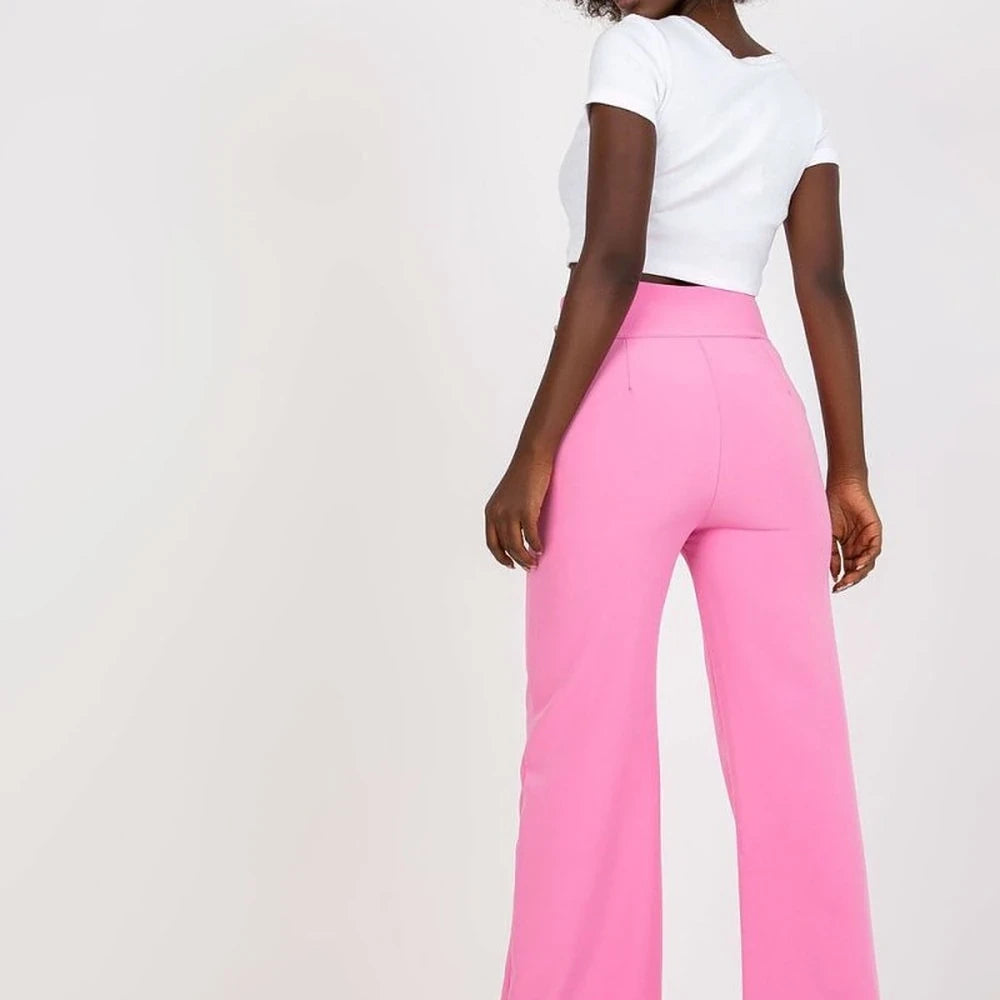 High-Waisted Trousers with Decorative Buttons