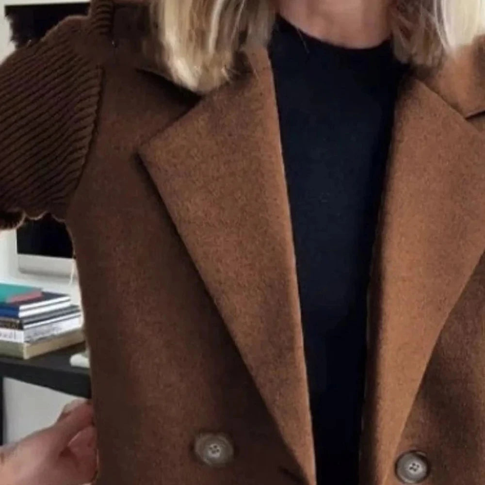 Lined Double-Breasted Knit Sleeve Outerwear