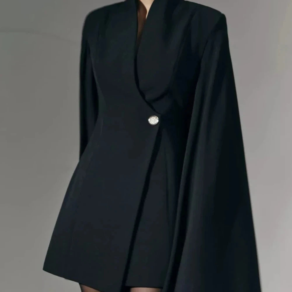 Fitted Blazer Dress with Cape Sleeves