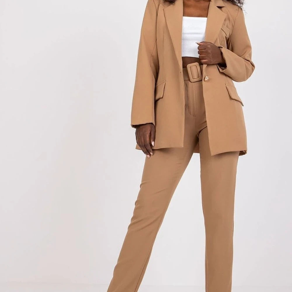 Long Sleeve Button Jacket with Shoulder Pads