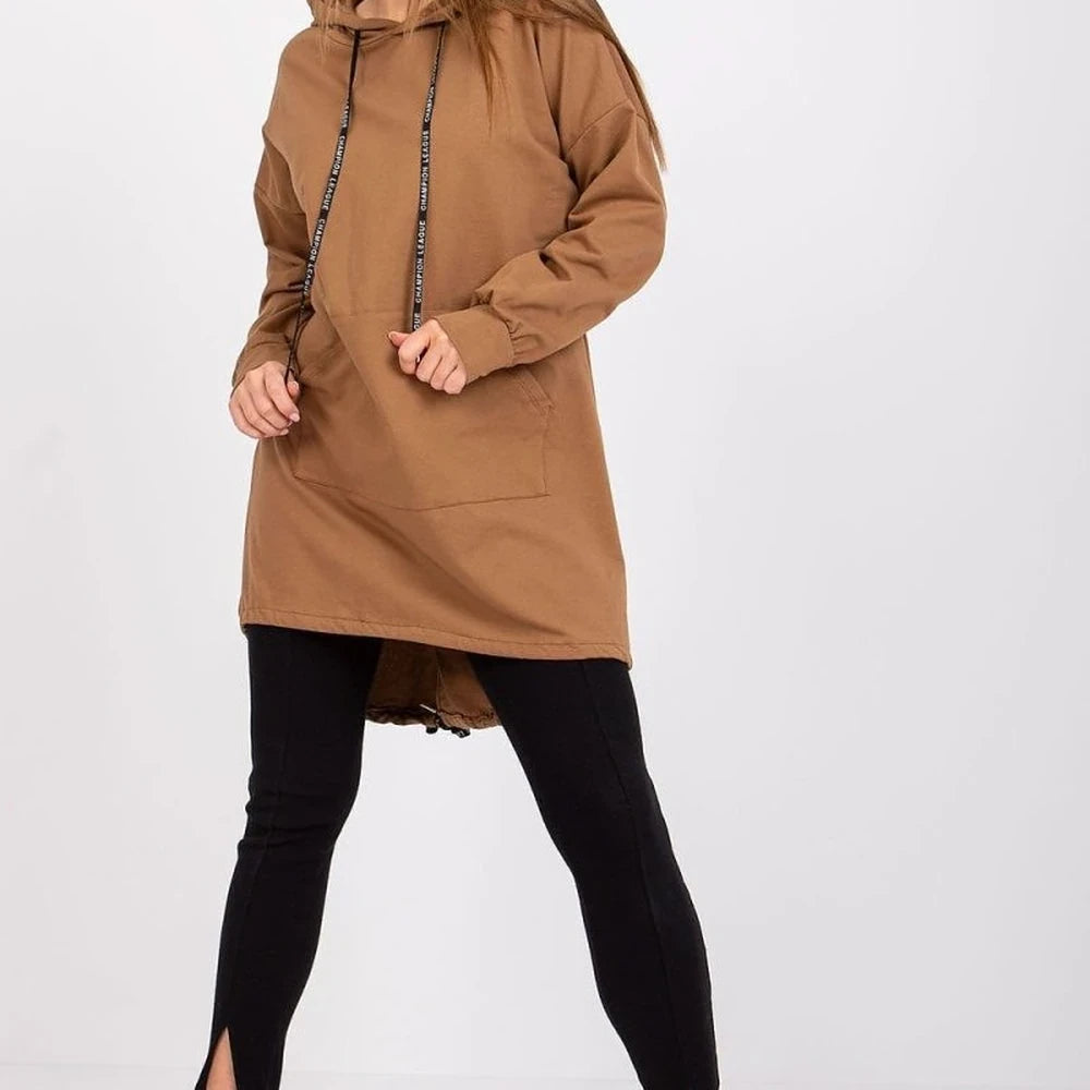 Extended Cut Hooded Sweatshirt with Kangaroo Pocket