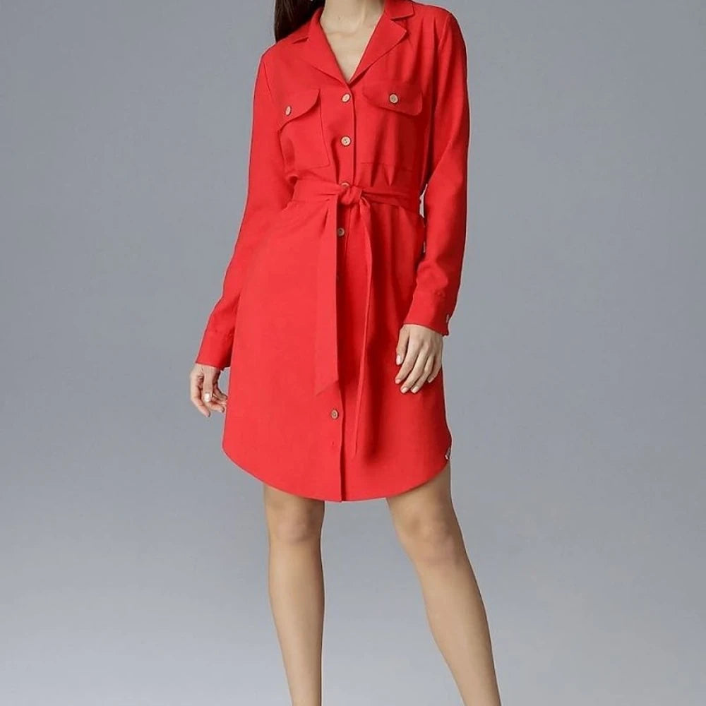 Shirt Dress with Tie Belt - Blue