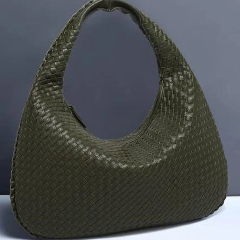 Women's Leather Hobo Woven Handbag