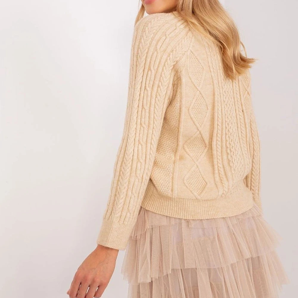 Variegated Texture Round Neck Cardigan