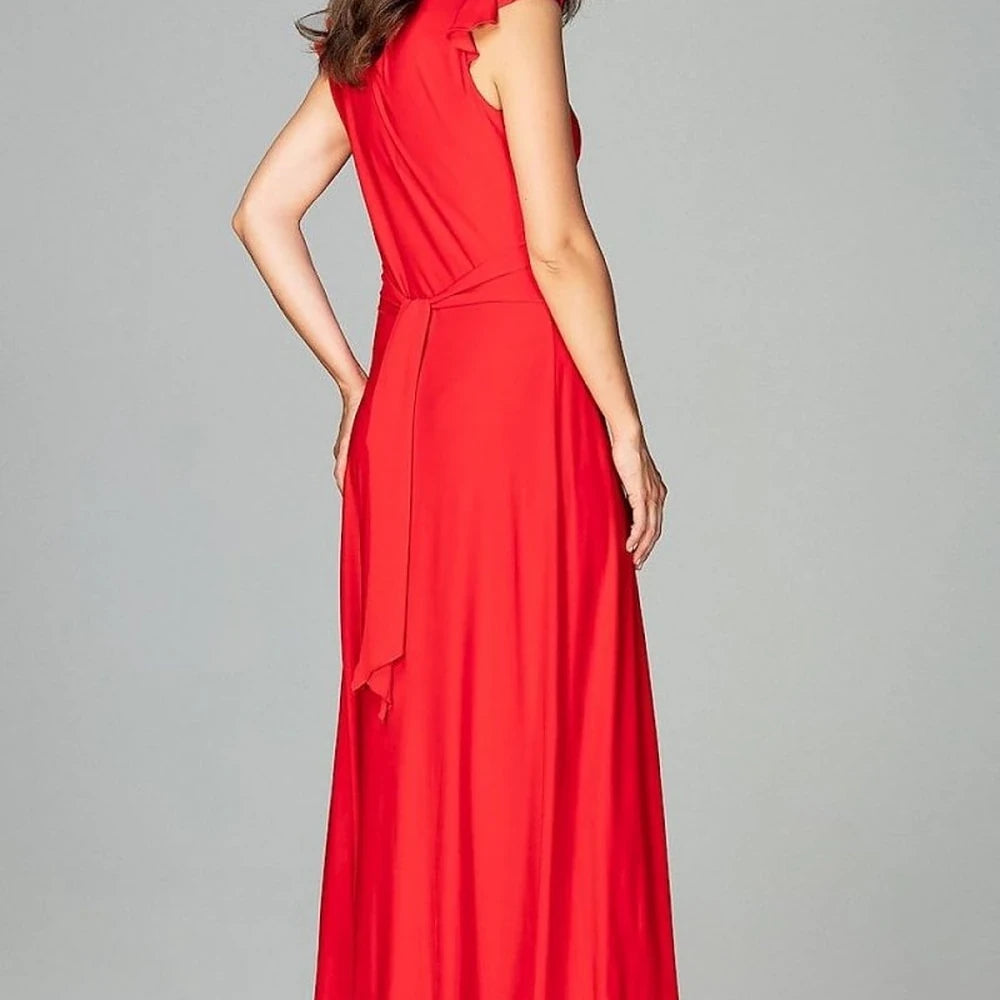 Maxi Cocktail Dress with Frills