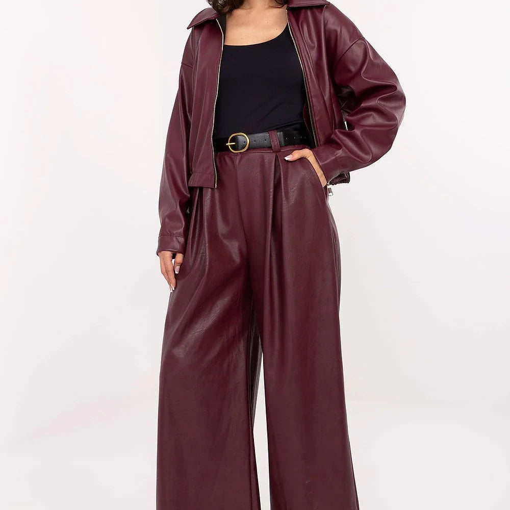 Women's Wide-Leg Faux Leather Trousers