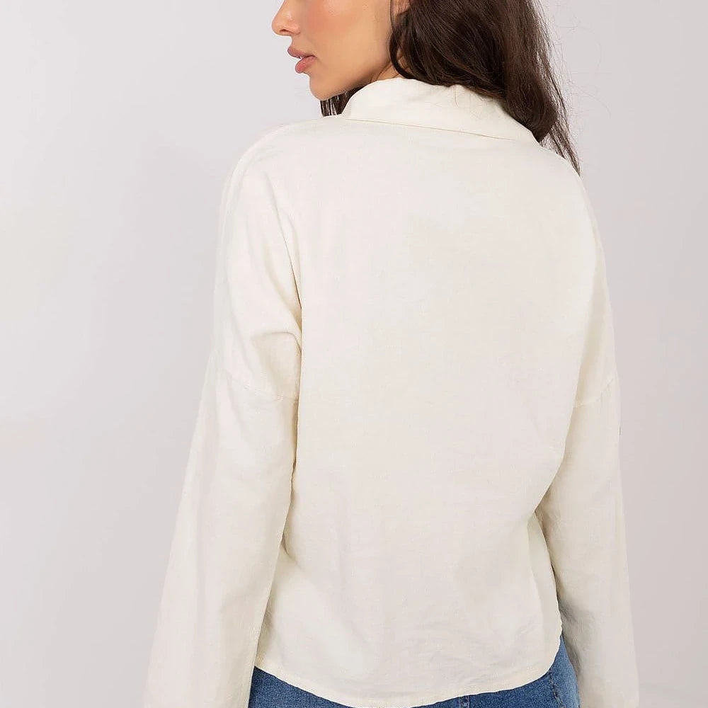 Corduroy Long Sleeve Shirt with Collar