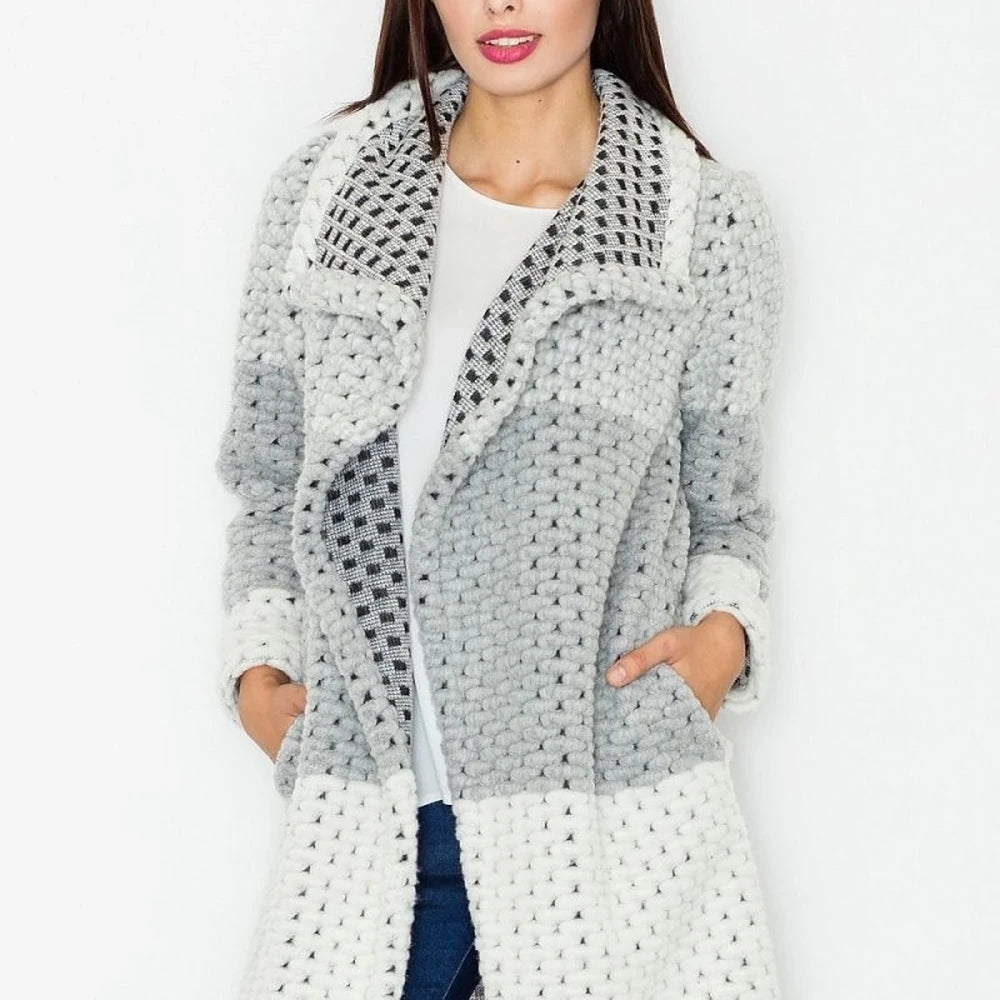 Color-Blocked Wool Blend Coat with Collar