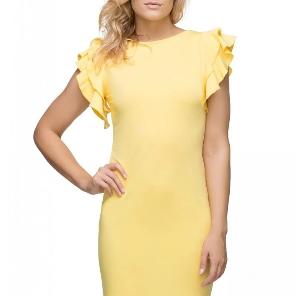 Knitted Evening Dress with Frill Sleeves