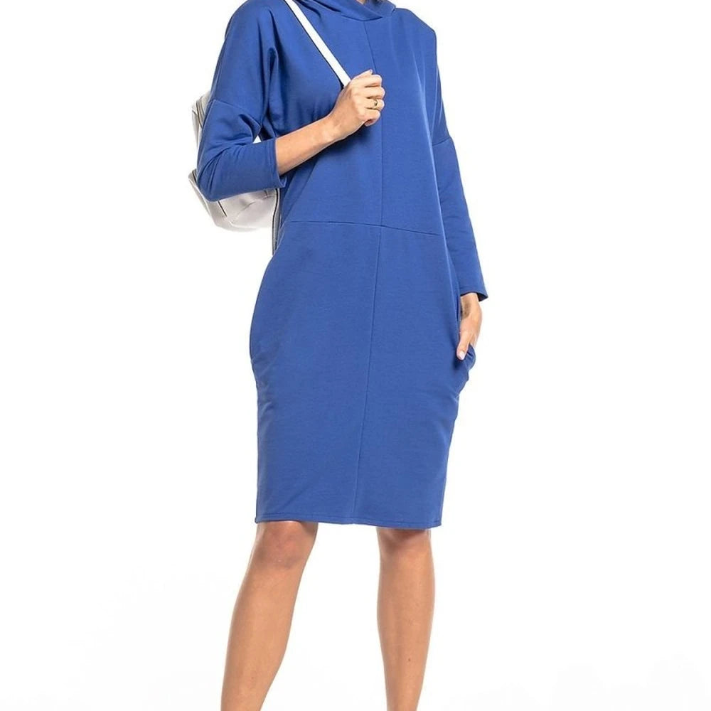 Knit Dress with Hood and Pockets