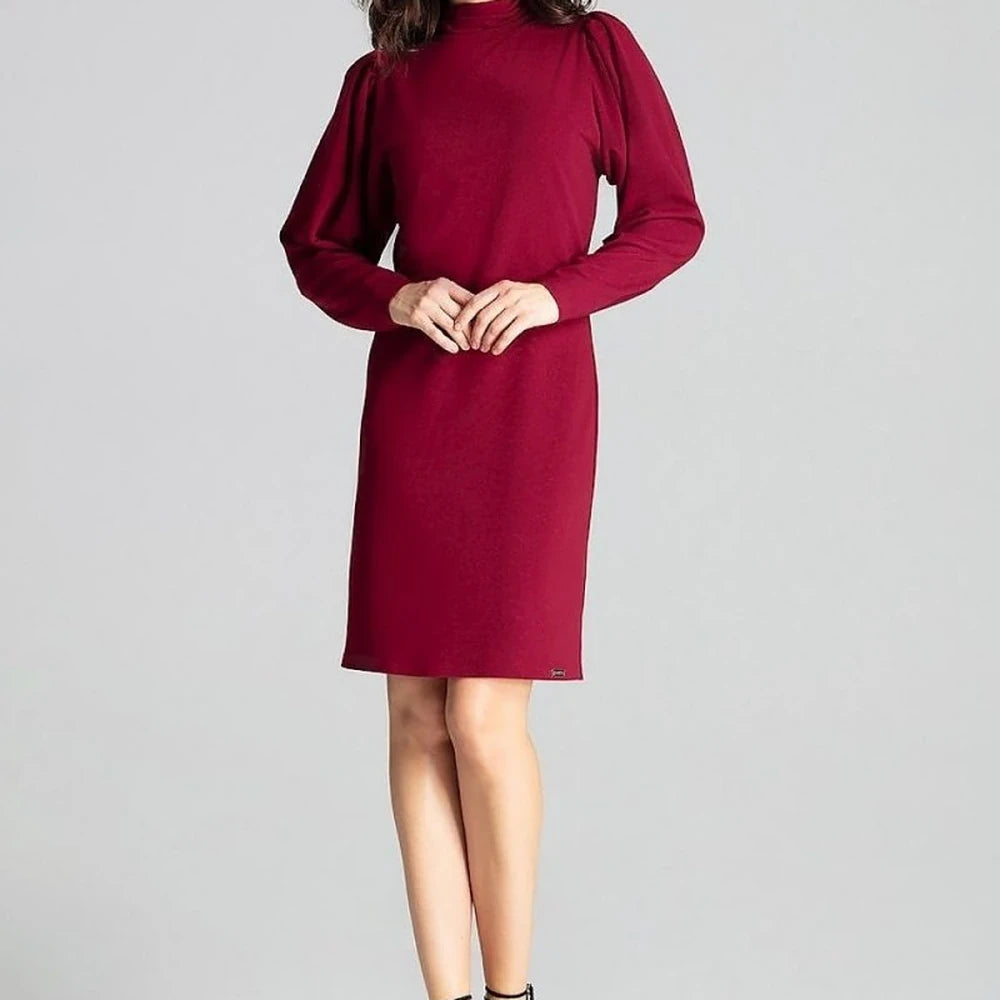 Fitted Midi Dress with Turtleneck