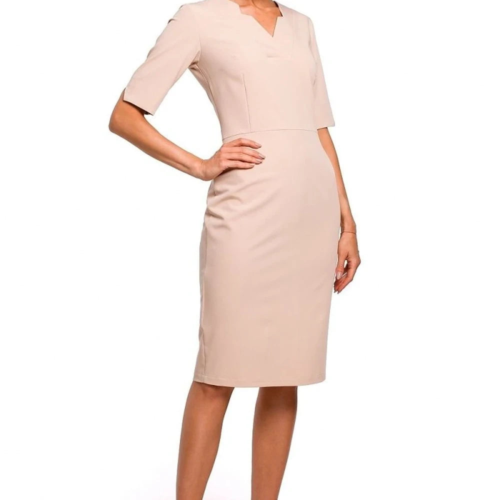 Elegant Pencil Dress with V-Neck and Cutouts