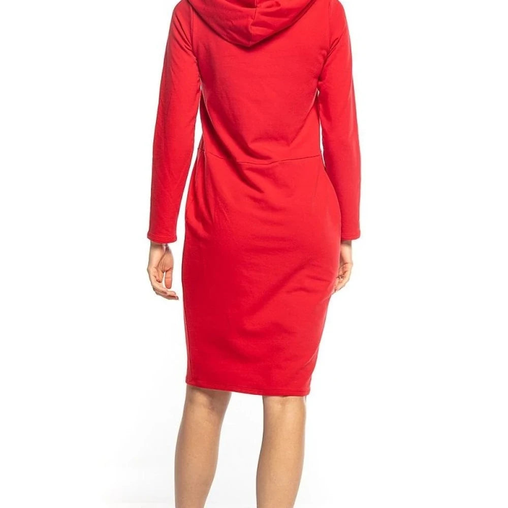 Cotton Blend Hooded Sweatshirt Dress