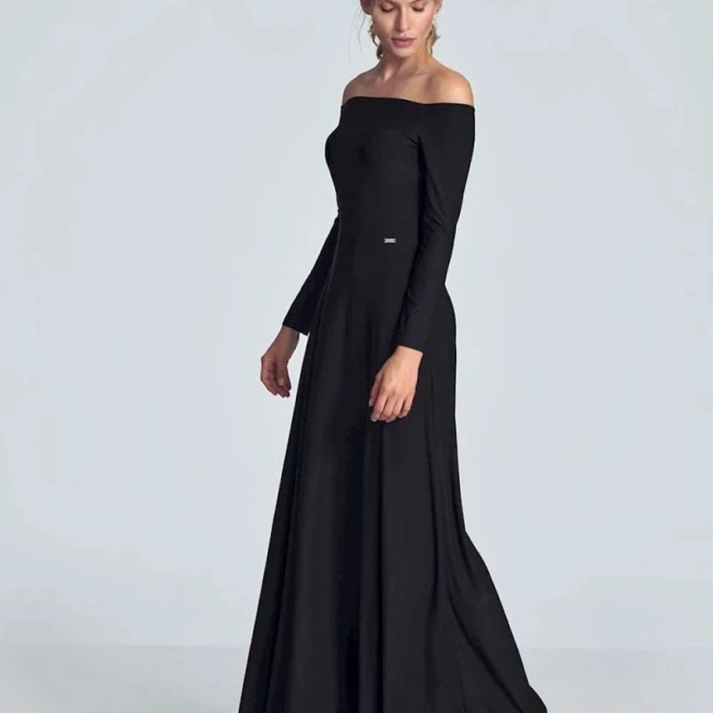 Black Maxi Dress with Long Sleeves