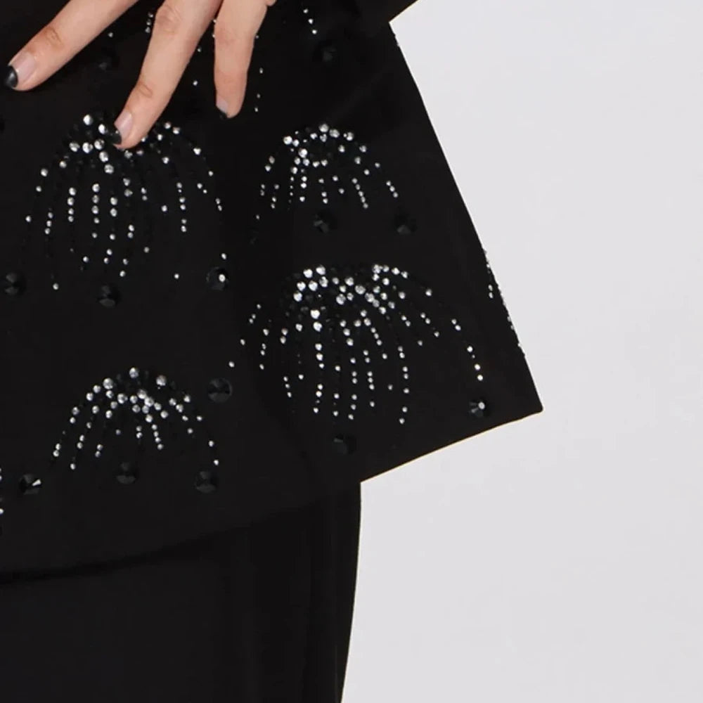 Rhinestone Button Down Long Sleeve Blazer