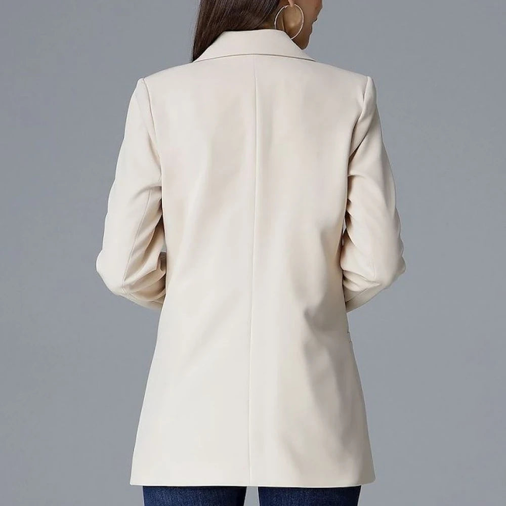Women's V-Neck Blazer with Decorative Buttons