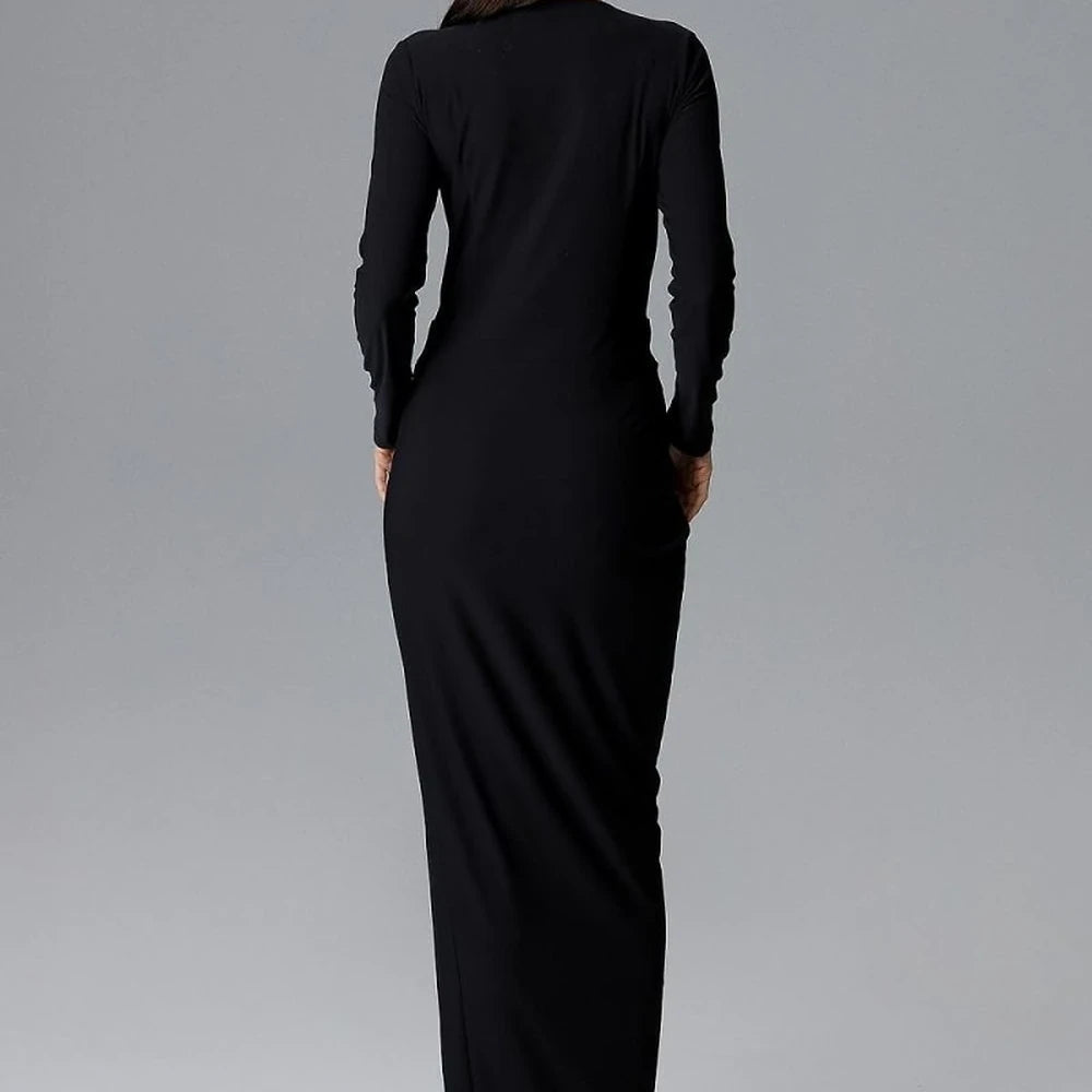 Elegant Long Sleeve Heart Neckline Dress