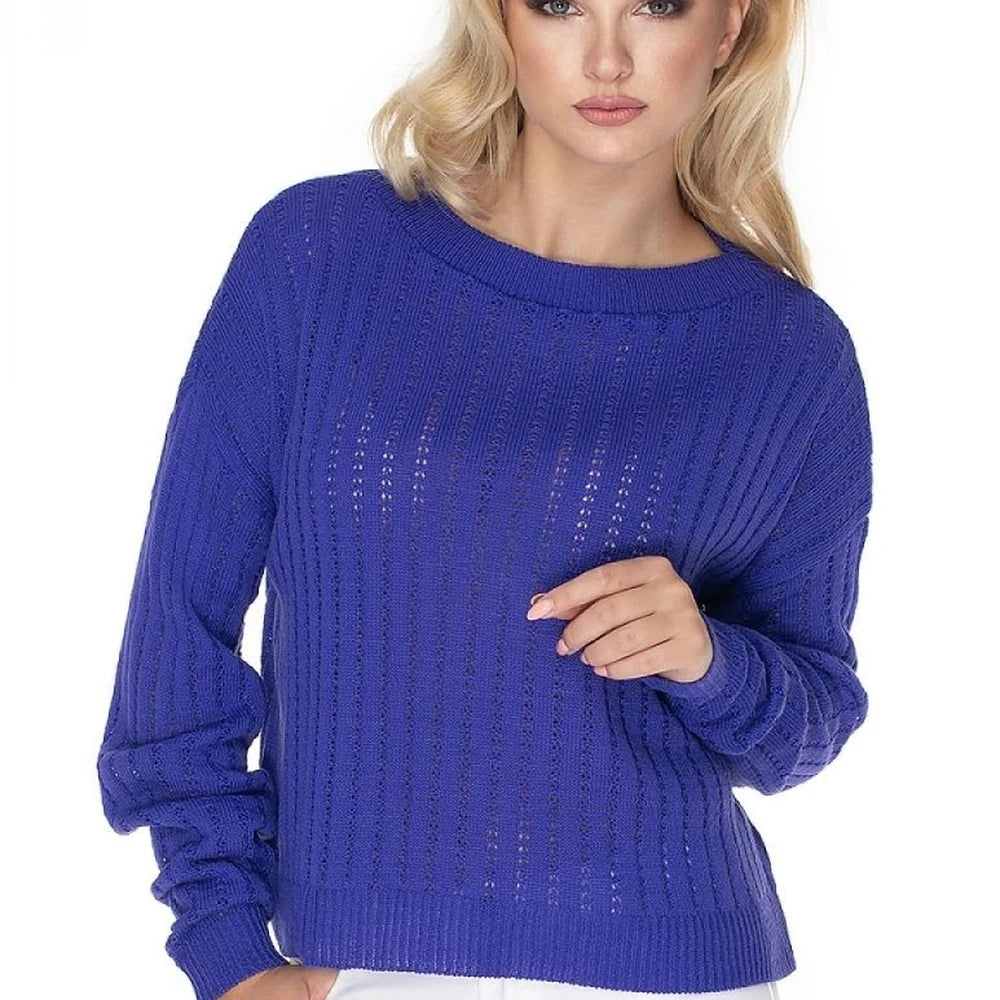 Boat Neck Knit Sweater with Long Sleeves